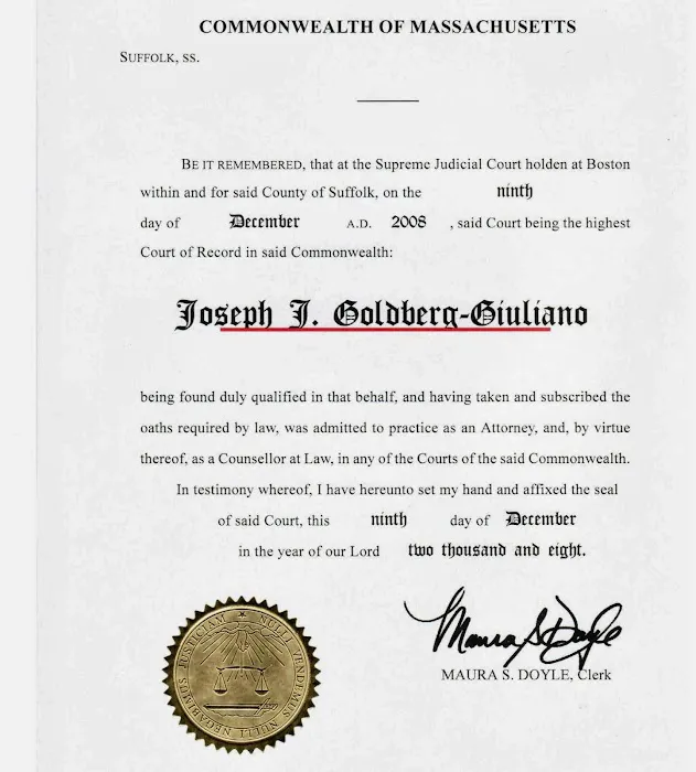 Joseph J. Goldberg-Giuliano, Attorney at Law 4